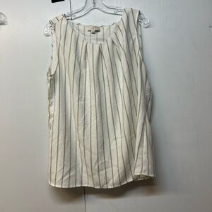 LOFT Ivory Pinstripe Sleeveless Blouse